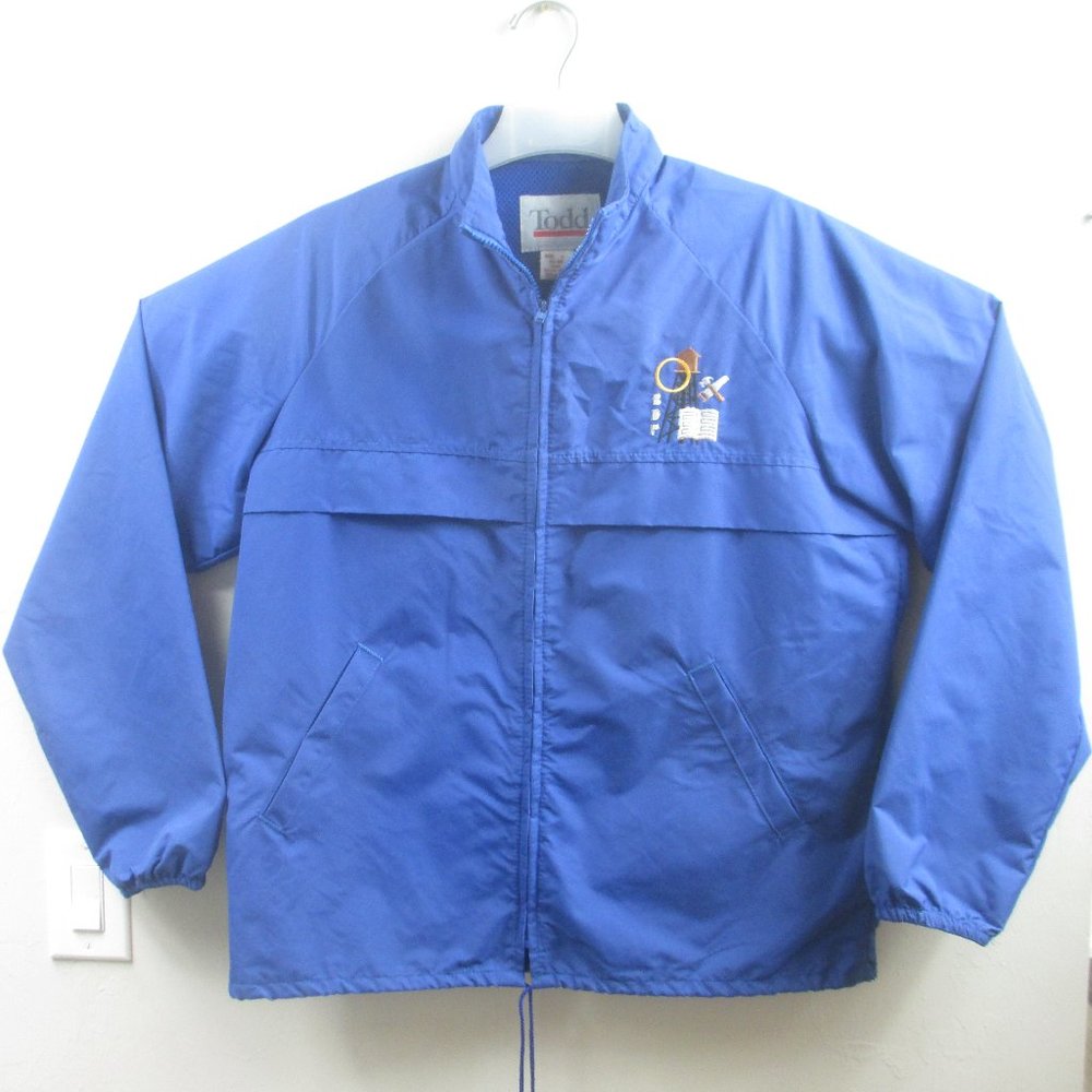 Vintage Todd Windbreaker Blue Jacket Large Full Zip Mesh Lined made in USA